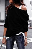 Yskkt Long Sleeve One Shoulder Pullover Sweatshirt for Women