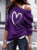 Yskkt Long Sleeve One Shoulder Pullover Sweatshirt for Women