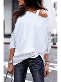 Yskkt Long Sleeve One Shoulder Pullover Sweatshirt for Women