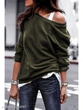 Yskkt Long Sleeve One Shoulder Pullover Sweatshirt for Women