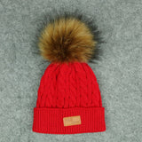 2020 New Fashion Children Winter Hats Baby Kids Girl Solid Knitted Beanies Caps Hair Ball Thick Baby Boys Girls Winter Warm Hat