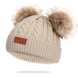2020 New Fashion Children Winter Hats Baby Kids Girl Solid Knitted Beanies Caps Hair Ball Thick Baby Boys Girls Winter Warm Hat