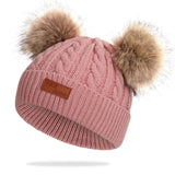 2020 New Fashion Children Winter Hats Baby Kids Girl Solid Knitted Beanies Caps Hair Ball Thick Baby Boys Girls Winter Warm Hat