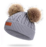 2020 New Fashion Children Winter Hats Baby Kids Girl Solid Knitted Beanies Caps Hair Ball Thick Baby Boys Girls Winter Warm Hat