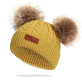 2020 New Fashion Children Winter Hats Baby Kids Girl Solid Knitted Beanies Caps Hair Ball Thick Baby Boys Girls Winter Warm Hat