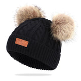 2020 New Fashion Children Winter Hats Baby Kids Girl Solid Knitted Beanies Caps Hair Ball Thick Baby Boys Girls Winter Warm Hat