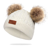 2020 New Fashion Children Winter Hats Baby Kids Girl Solid Knitted Beanies Caps Hair Ball Thick Baby Boys Girls Winter Warm Hat