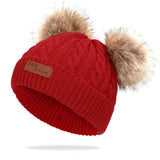 2020 New Fashion Children Winter Hats Baby Kids Girl Solid Knitted Beanies Caps Hair Ball Thick Baby Boys Girls Winter Warm Hat