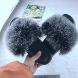 Sexy Faux Fur Slippers Women Furry Fluffy Slippers Outdoor Indoor