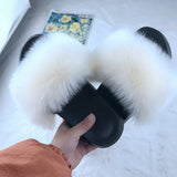 Sexy Faux Fur Slippers Women Furry Fluffy Slippers Outdoor Indoor