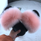 Sexy Faux Fur Slippers Women Furry Fluffy Slippers Outdoor Indoor