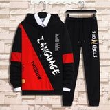 Fashion Men's Set Korean Style Autumn Winter Elastic Waist Trousers+Long sleeve Pullover Sweatshirt Set Casual Men Clothing Set