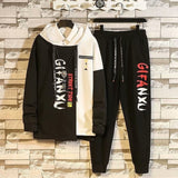 Fashion Men's Set Korean Style Autumn Winter Elastic Waist Trousers+Long sleeve Pullover Sweatshirt Set Casual Men Clothing Set