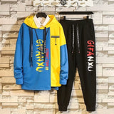 Fashion Men's Set Korean Style Autumn Winter Elastic Waist Trousers+Long sleeve Pullover Sweatshirt Set Casual Men Clothing Set