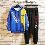 Fashion Men's Set Korean Style Autumn Winter Elastic Waist Trousers+Long sleeve Pullover Sweatshirt Set Casual Men Clothing Set