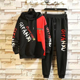 Fashion Men's Set Korean Style Autumn Winter Elastic Waist Trousers+Long sleeve Pullover Sweatshirt Set Casual Men Clothing Set
