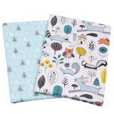 2PCS Dinosaur Dot, Fox  Animals Twill 100% Cotton Fabric,Patchwork Cloth,Sewing Quilting Fat Quarters Material For Baby&Child