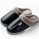 ASIFN Men Slippers Indoor Leather Winter Waterproof Warm Home Fur Women Slipper Male Couple Platform Shoes Fluffy Big Sizes