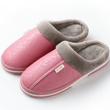 ASIFN Men Slippers Indoor Leather Winter Waterproof Warm Home Fur Women Slipper Male Couple Platform Shoes Fluffy Big Sizes