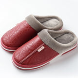 ASIFN Men Slippers Indoor Leather Winter Waterproof Warm Home Fur Women Slipper Male Couple Platform Shoes Fluffy Big Sizes