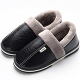 ASIFN Men Slippers Indoor Leather Winter Waterproof Warm Home Fur Women Slipper Male Couple Platform Shoes Fluffy Big Sizes