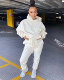 2020 Winter Two Piece Set Women Fleece Long Sleeve Top Hoodie Sweatshirts Sweatpants Pants Jogging Femme Hoodies Tracksuits
