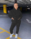 2020 Winter Two Piece Set Women Fleece Long Sleeve Top Hoodie Sweatshirts Sweatpants Pants Jogging Femme Hoodies Tracksuits