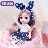 NEW Bjd Doll 16cm 13 Movable Joint Cute Doll 3D Real Eye Dress Up Fashion  Baby With Clothes Shoes Children's DIY Girl Toy Gift - shopwishi 