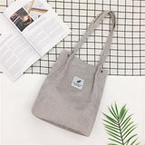 Women Corduroy Shopping Bag Female Canvas Cloth Shoulder Bag Environmental Storage Handbag Reusable Foldable Eco Grocery Totes - shopwishi 
