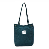 Women Corduroy Shopping Bag Female Canvas Cloth Shoulder Bag Environmental Storage Handbag Reusable Foldable Eco Grocery Totes - shopwishi 