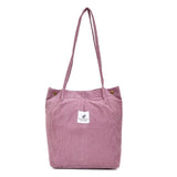 Women Corduroy Shopping Bag Female Canvas Cloth Shoulder Bag Environmental Storage Handbag Reusable Foldable Eco Grocery Totes - shopwishi 