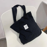 Women Corduroy Shopping Bag Female Canvas Cloth Shoulder Bag Environmental Storage Handbag Reusable Foldable Eco Grocery Totes - shopwishi 