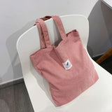 Women Corduroy Shopping Bag Female Canvas Cloth Shoulder Bag Environmental Storage Handbag Reusable Foldable Eco Grocery Totes - shopwishi 