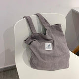 Women Corduroy Shopping Bag Female Canvas Cloth Shoulder Bag Environmental Storage Handbag Reusable Foldable Eco Grocery Totes - shopwishi 
