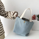 Women Corduroy Shopping Bag Female Canvas Cloth Shoulder Bag Environmental Storage Handbag Reusable Foldable Eco Grocery Totes - shopwishi 