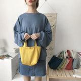 Women Corduroy Shopping Bag Female Canvas Cloth Shoulder Bag Environmental Storage Handbag Reusable Foldable Eco Grocery Totes - shopwishi 