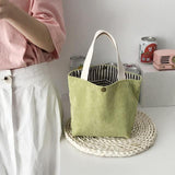 Women Corduroy Shopping Bag Female Canvas Cloth Shoulder Bag Environmental Storage Handbag Reusable Foldable Eco Grocery Totes - shopwishi 