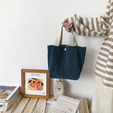 Women Corduroy Shopping Bag Female Canvas Cloth Shoulder Bag Environmental Storage Handbag Reusable Foldable Eco Grocery Totes - shopwishi 