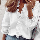 Elegant White Chemise Long Sleeve Top for Women