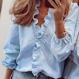 Elegant White Chemise Long Sleeve Top for Women