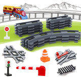 Railway Transport Assemble Big Building Blocks Track Set Compatible Duploes Train Bricks Home Interactive Toys For Children Gift