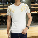 T Shirt Casual Patchwork Short Sleeve T Shirt Mens Clothing Trend Casual Slim Fit Hip-Hop Top Tees 5XL