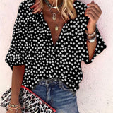 Taniafa New Fashion Daisy Floral Print Shirts Women V Neck Long Sleeve Button Tops Casual Loose Plus Size Blouse