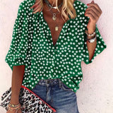 Taniafa New Fashion Daisy Floral Print Shirts Women V Neck Long Sleeve Button Tops Casual Loose Plus Size Blouse