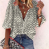Taniafa New Fashion Daisy Floral Print Shirts Women V Neck Long Sleeve Button Tops Casual Loose Plus Size Blouse