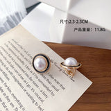 Korean Design Elegant Simulated Pearl Big Round Clip on Earrings Non Pierced Baroque Pearl Ear Clips for Women Jewelry Wholesale
