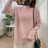 Women Mock Neck Pullovers Sweater High Quality Oversized Jumper Split Fall Winter Clothes