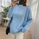 Women Mock Neck Pullovers Sweater High Quality Oversized Jumper Split Fall Winter Clothes