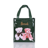 London Style PVC Reusable Shopping Bag Women's Bag Eco Friendly Flower Shopper Bag Waterproof Handbag Lunch Tote Shoulder Bag