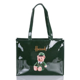 London Style PVC Reusable Shopping Bag Women's Bag Eco Friendly Flower Shopper Bag Waterproof Handbag Lunch Tote Shoulder Bag